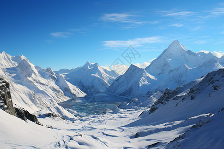 冰雪挺拔的雪山背景