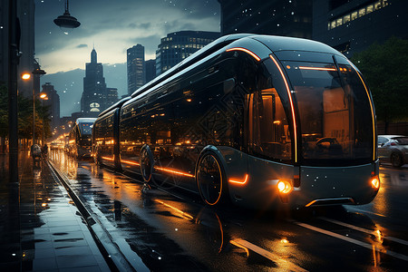 未来感城市无人驾驶电车背景图片