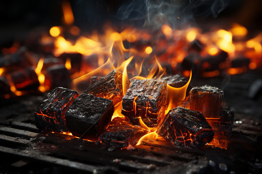 燃烧煤炭的火焰图片