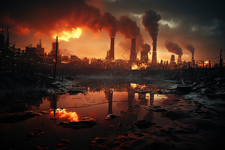 巨大的工业工厂烟囱背景图片