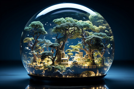 玻璃罩里的生态景观设计图片