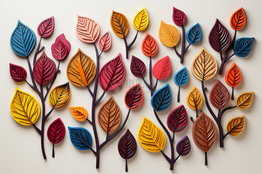 创意多彩的树叶图片