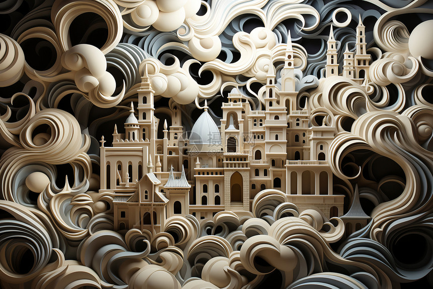 创意抽象立体城堡模型图片
