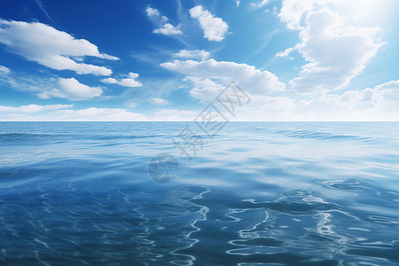 蔚蓝之巅天空与海洋的自然之美背景