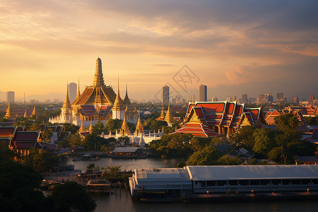 东南亚城市地标建筑景观背景图片