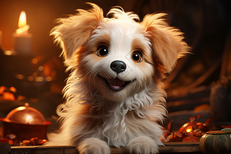 动画片展厅一个可爱的小狗插画