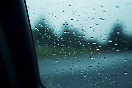 雨天车窗的自然景观背景图片