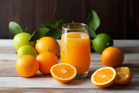 清凉解暑的橙汁背景图片