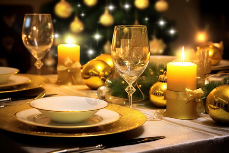 圣诞晚餐的节日氛围背景图片