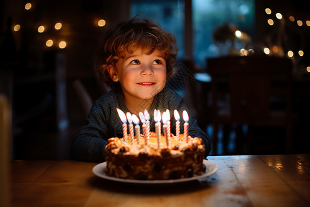 外国蛋糕素材庆祝生日的外国小男孩背景