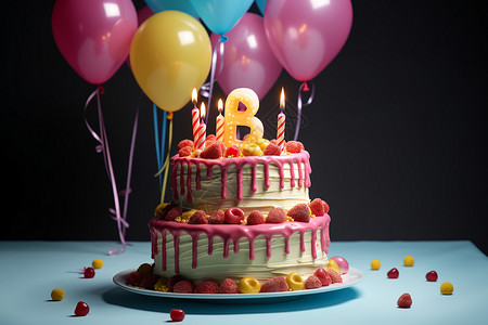 生日蛋糕上的蜡烛背景图片