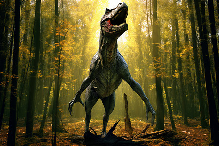 森林中的危险恐龙背景图片