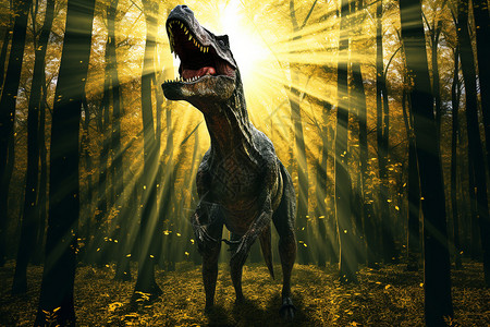 森林中的恐龙背景图片
