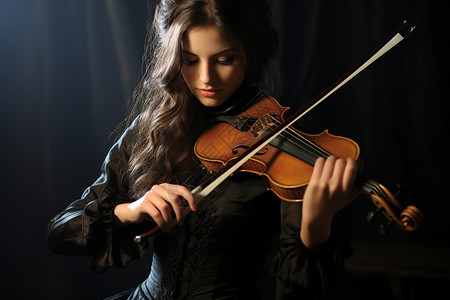女孩演奏小提琴高清图片