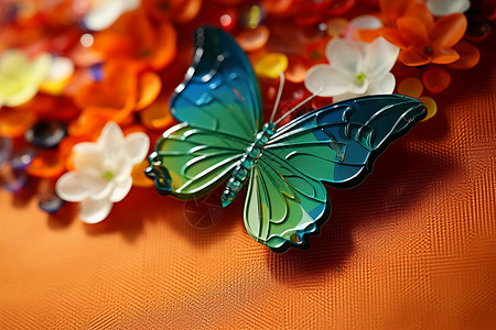 小蝴蝶装饰五彩斑斓的蝴蝶发饰背景