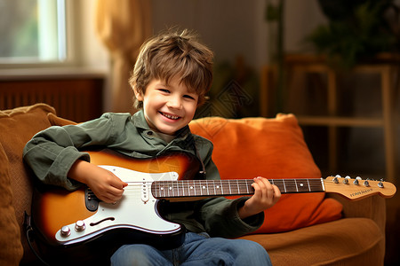 弹吉他的男孩背景图片