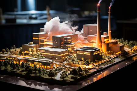 环保工厂模型背景图片