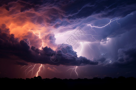 雷电风暴危险天气高清图片