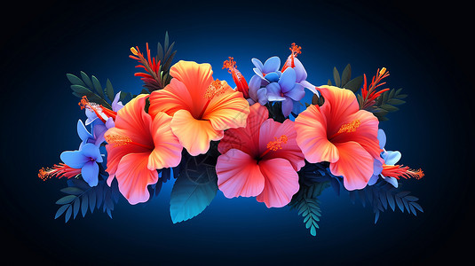 热带风情的植物花朵背景图片