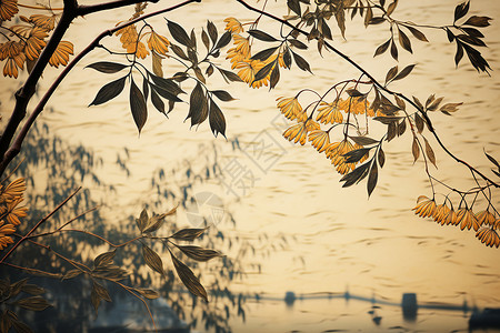 秋日之林植物水墨林高清图片