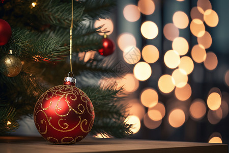 圣诞树上挂着的装饰背景图片