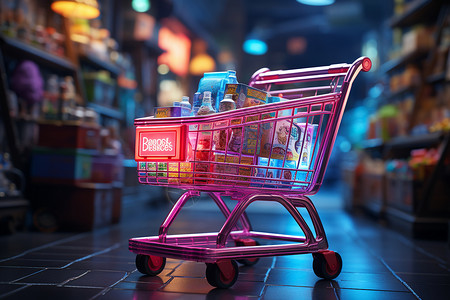 美食色彩超市的购物车设计图片