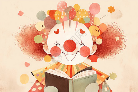 欢乐的小丑阅读书本背景图片