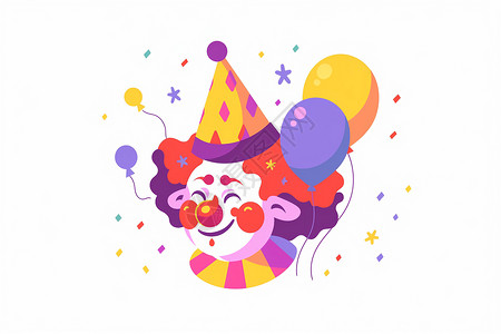 欢笑小丑与彩色气球背景图片