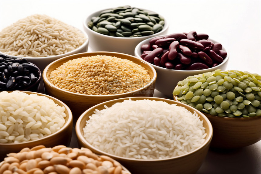 桌面上的米和豆子图片