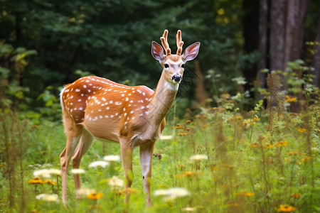 户外草地中漂亮的鹿高清图片