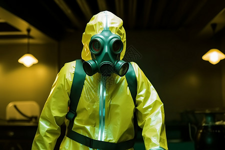 有毒有害物质穿着防护服的人背景