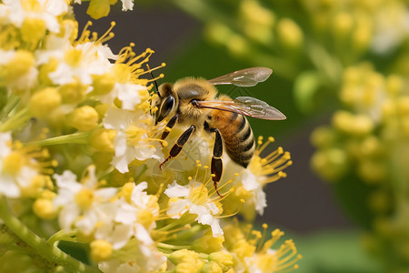 花卉上的小蜜蜂背景图片