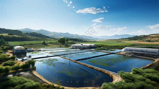 农业的饲养鱼池背景图片