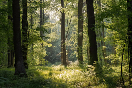 绿色的树木森林背景图片