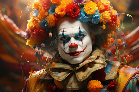 颜料绘画的男性小丑背景图片