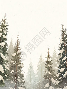 冬季飘雪的森林背景图片