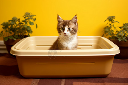 猫咪的猫砂盆高清图片