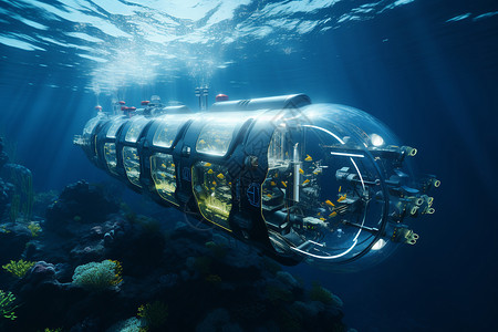 海洋中的潜艇背景图片
