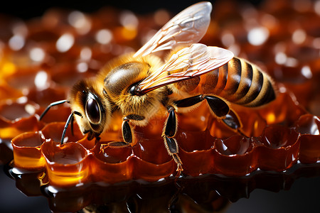 密集的蜂巢构和蜜蜂背景图片
