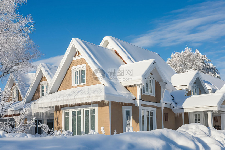 屋顶上的雪图片