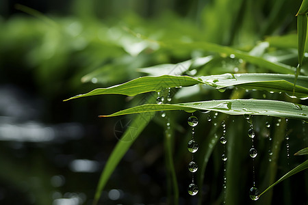下雨小草小草上的雨滴背景