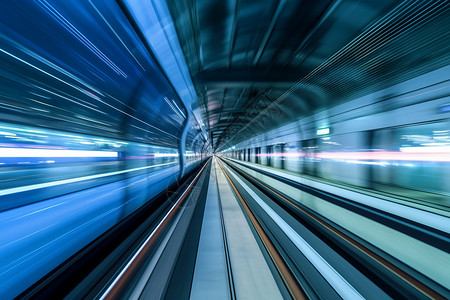 地铁行驶光影交错的高速铁路设计图片
