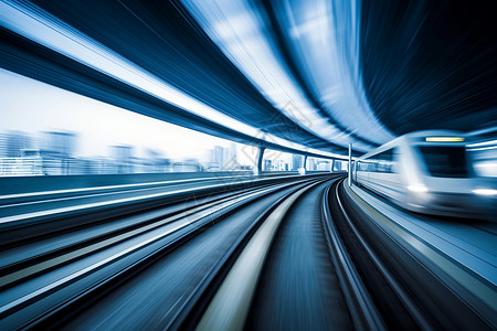 地铁高峰期疾驰的轨道交通设计图片