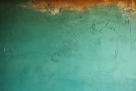 绿色墙壁上脱落的油漆背景图片