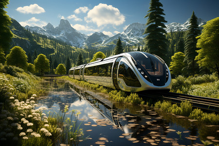 乡野间的氢动力火车背景图片