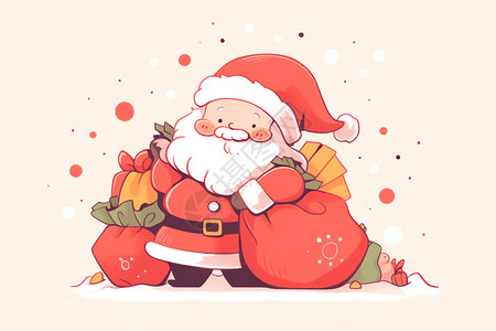 欢乐圣诞老人圣诞老人带着满满的礼物插画