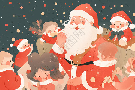 圣诞老人被一群孩子围绕背景图片