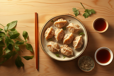 清蒸饺子早餐竹蒸笼高清图片