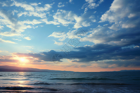 海上日出的景象背景图片