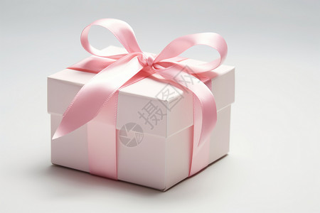精美礼盒中的粉色丝带盒子背景图片